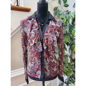 Manooch Women's Multicolor Polyamide Collared Long Sleeve Button Down Shirt 44 S